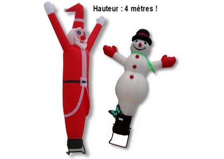 Père Noël et bonhomme de neige gonflables 4 mètres.